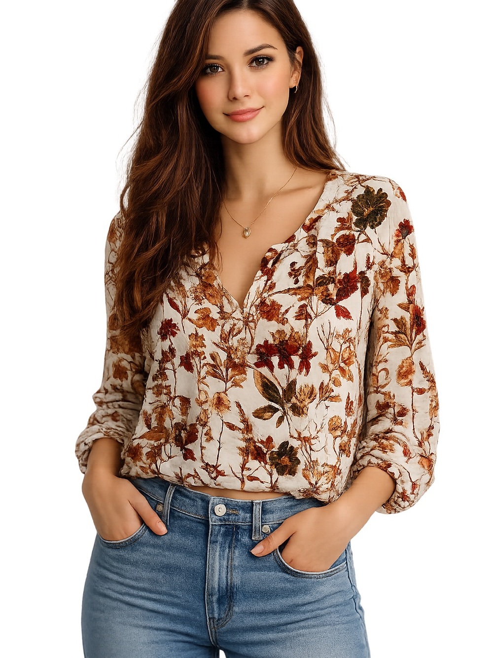 Jane and Delancey Long Sleeve Floral Print blouse M